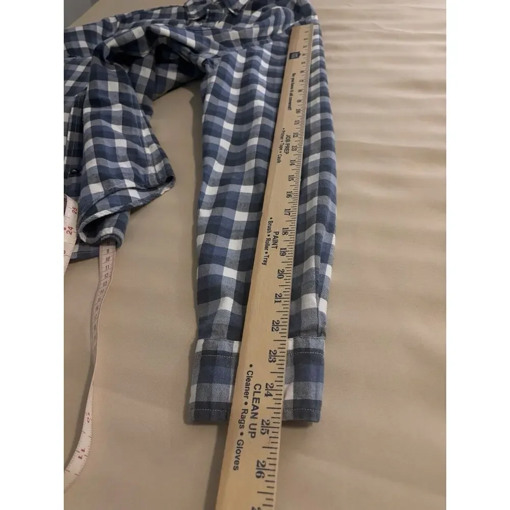 Banana Republic Slim Fit Men's Blue White Plaid Button Down Medium Long Sleeve